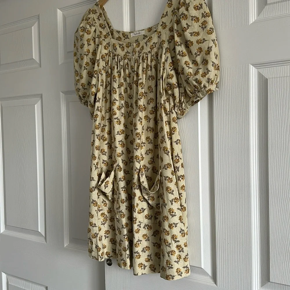 Doen Cream Mini Dress with Yellow Floral Print - Picture 4 of 5